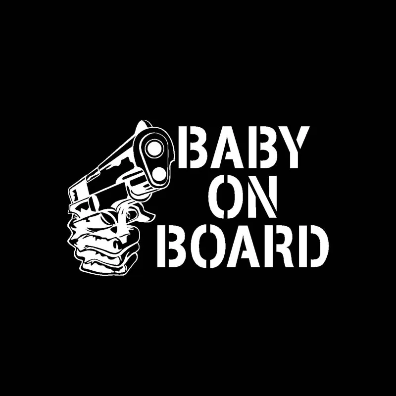 QYPF 15.2CM*9CM Vinyl Decal Car Sticker Baby On Board Gun Black Silver C14-0104 | Автомобили и мотоциклы