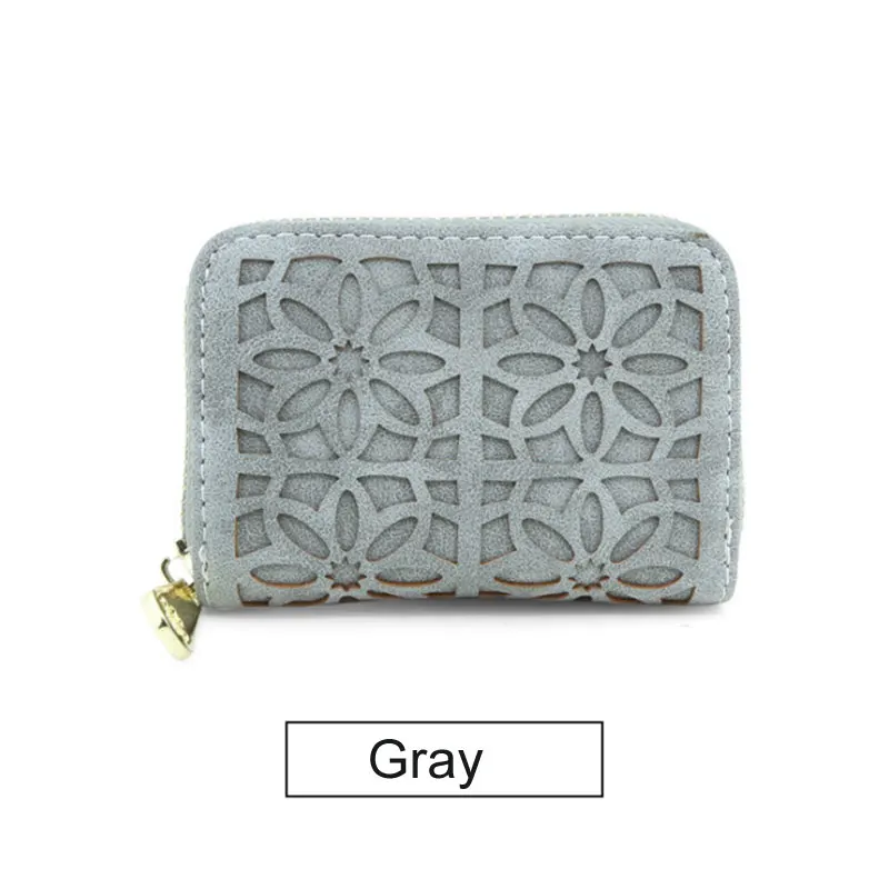 Gray Женский кошелек, женские короткие кошельки, полые цветы, Сумочка для женщин, кошельки для монет, держатель для карт, Portefeuille Femme - Цвет: Gray