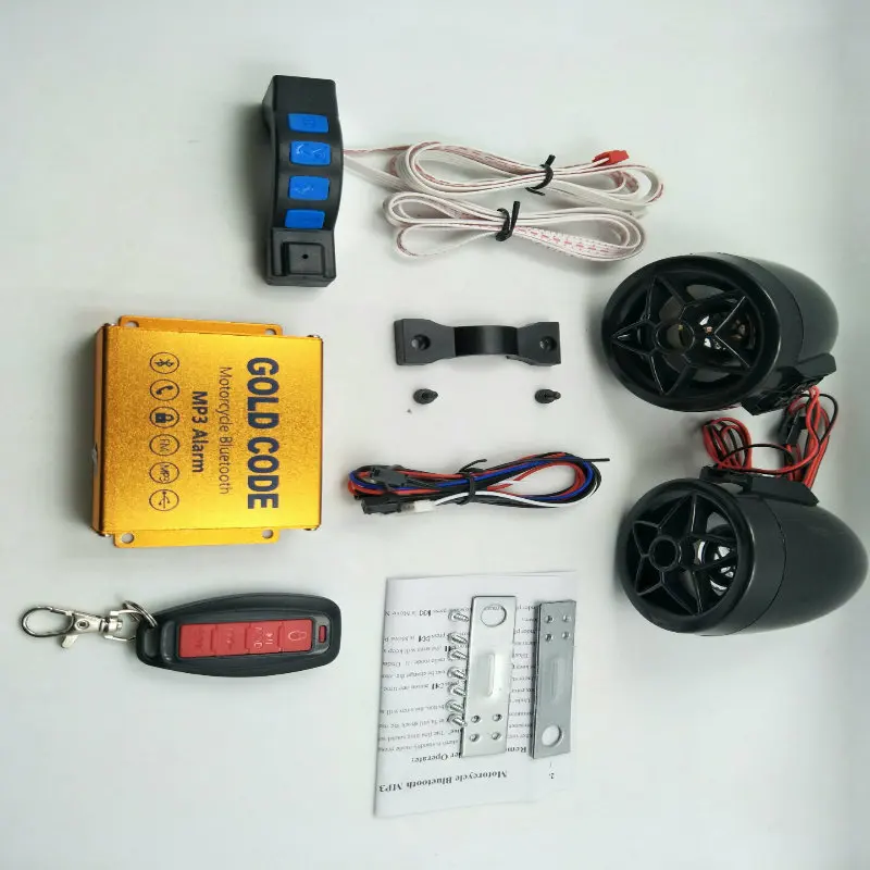 Красный и черный мотоцикл Колонка сигнализация Bluetooth Противоугонная FM TF USB