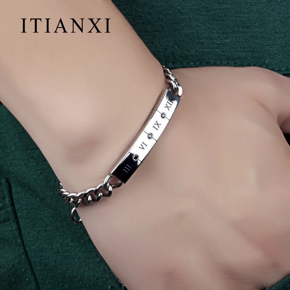 ITIANXI Fashion Couple Jewelry Roman Numerals Bracelet Stainless Steel with Lovers 1 Piece for Women or Men | Украшения и