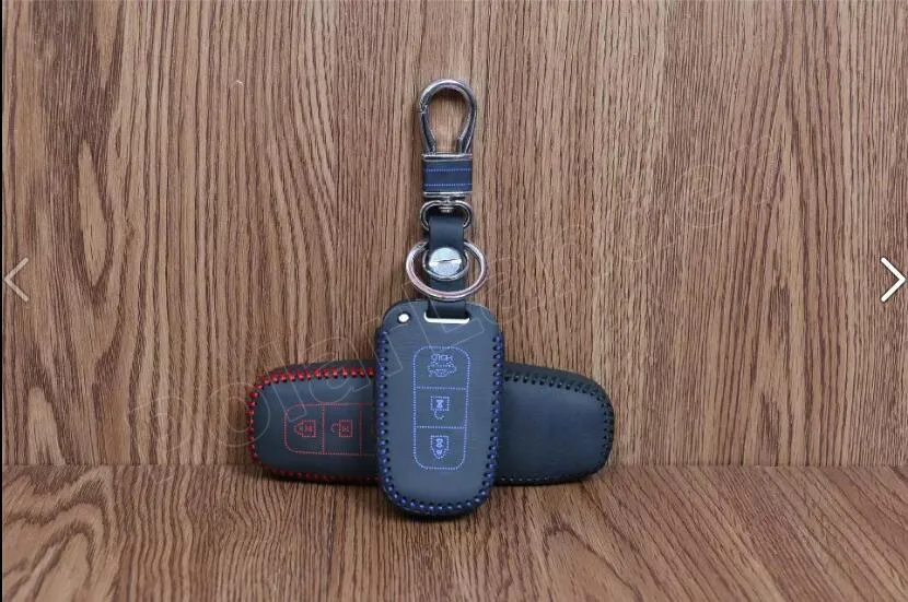 Только красный красивый кожаный чехол для автомобильных ключей ручной работы