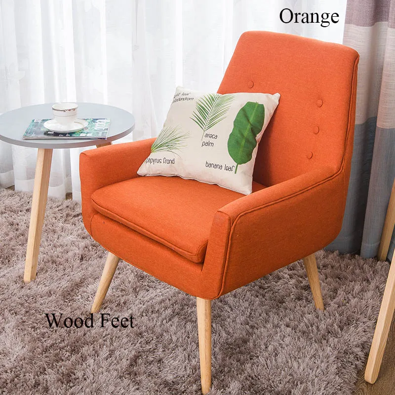 Wood Feet Orange Современный скандинавский ленивый диван досуг на спине ресторанный стул скандинавский дом компьютер Спальня Кабинет личность шезлонг - Цвет: Wood Feet Orange