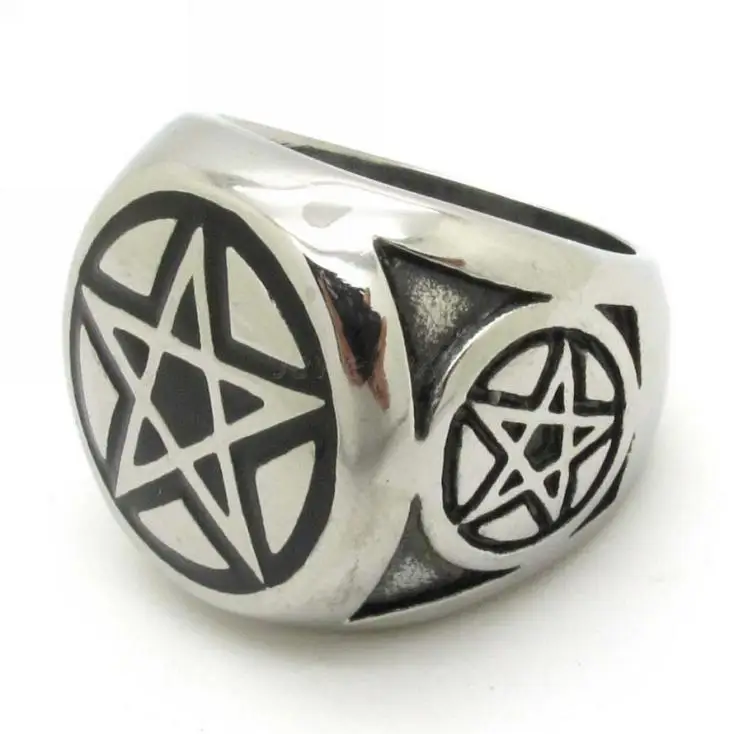 Топ Доставленных Новый Стиль Мужская Байкер ET Инопланетные Pentagram Кольцо