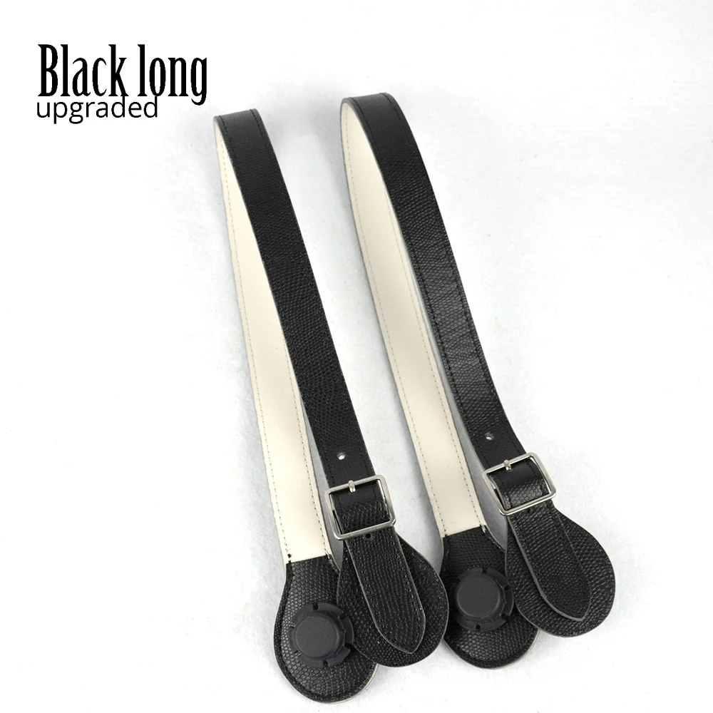 Black long TANQU новая длинная короткая искусственная ящерица Паттен плоские ручки для Obag Регулируемая кожаная ручка с застежкой-капелькой для O сумка - Цвет: Black long