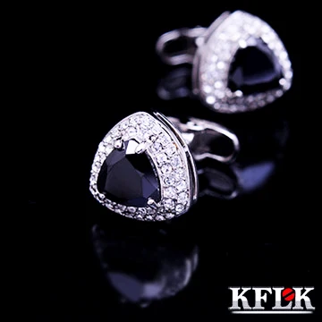 

KFLK Роскошная Новинка 2020, запонки для рубашки для мужчин, запонки, пуговицы, запонки с кристаллами, высококачественные черные запонки, ювелир...