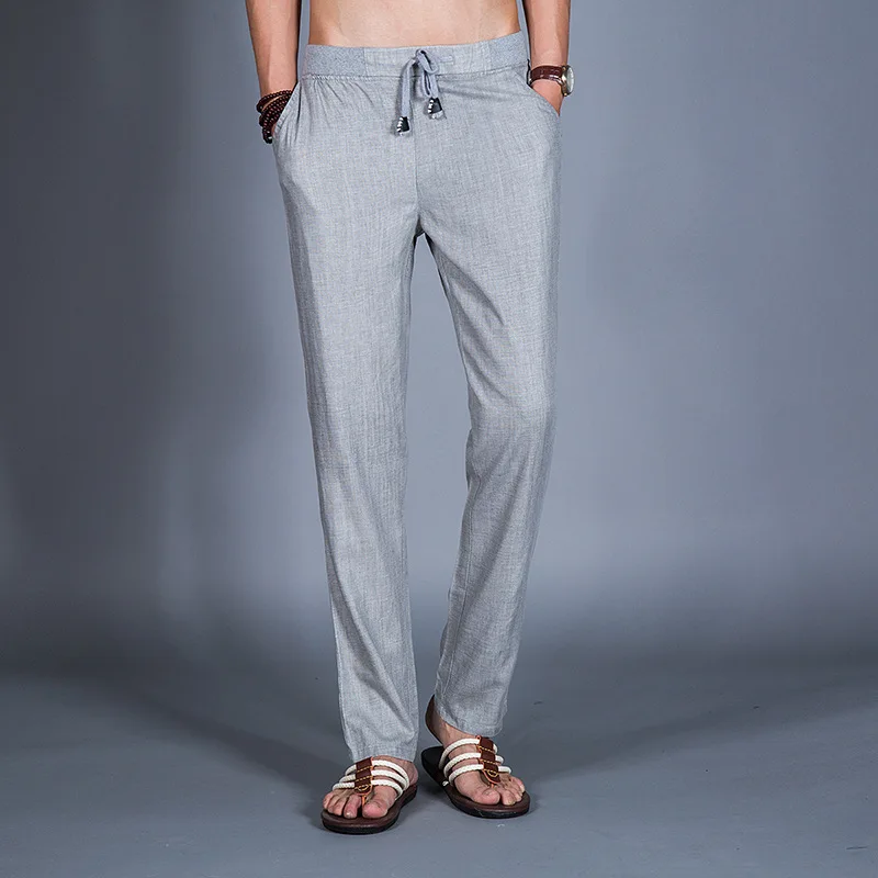Мужские льняные брюки Uwback повседневные свободные легкие больших размеров 3XL