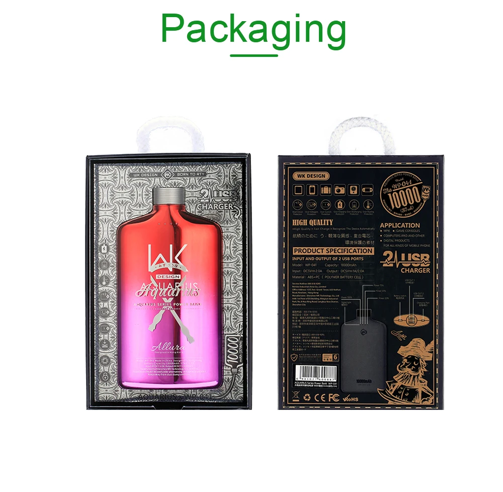 WK 10000 mAh power Bank Dual USB 5 V 2A портативная Быстрая зарядка Bateria Externa Movil 18650 Poverbank для Xiaomi Mi iPhone huawei