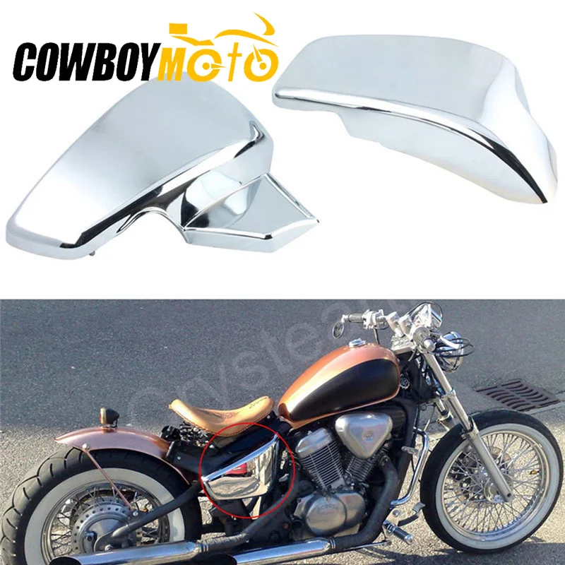 Боковые Крышки для аккумуляторов мотоцикла хромированные черные подходят Honda VT600