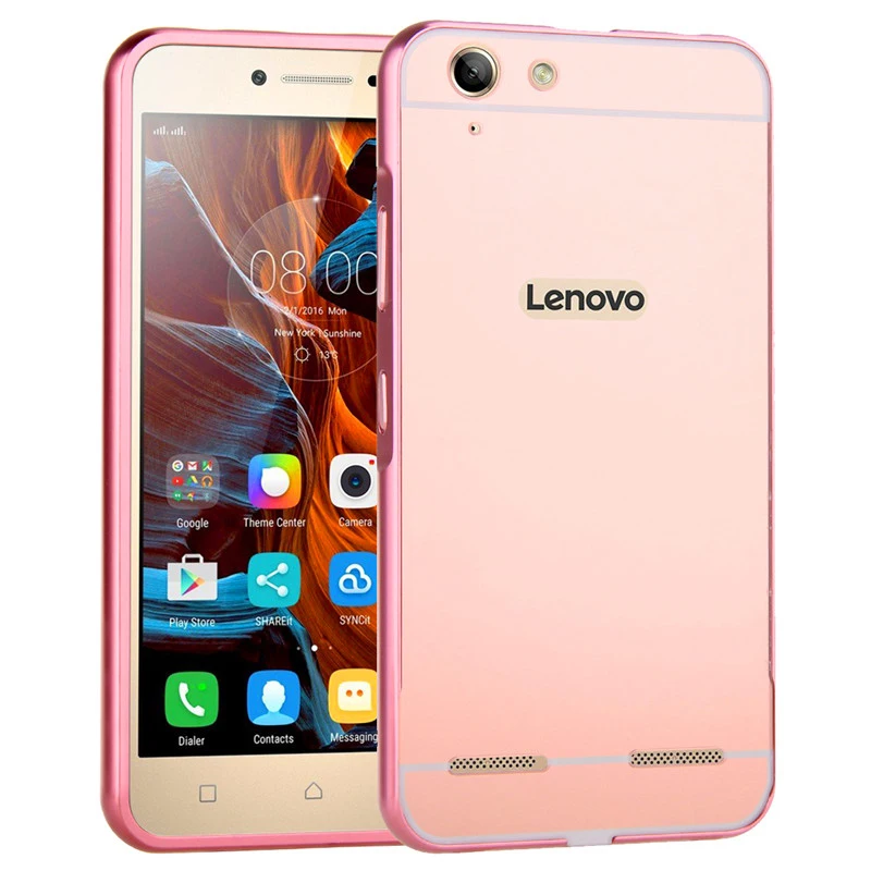 Чехол Lenovo Vibe K 5 K5 Plus с металлической рамкой и зеркальной задней крышкой жесткий