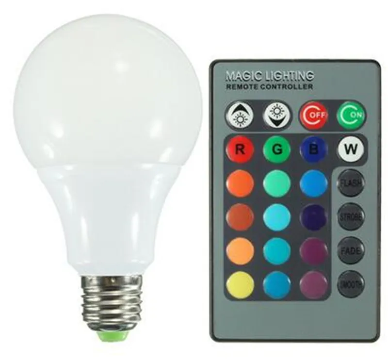 Светодиодный лампы AC85-265V E27 смена 16 цветов RGB светодиодный светильник лампа с 24