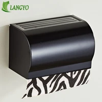 metal paper holders modern wall mount matte black aluminium alloy bathroom toilet paper holder wc roll paper tissue box