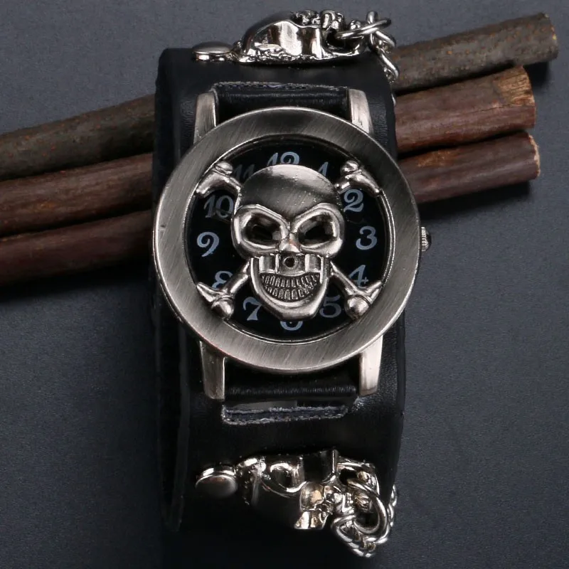 Часы наручные кварцевые с браслетом в стиле панк для мужчин и женщин | Наручные