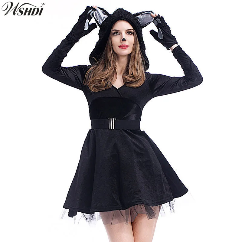 Костюм для взрослых на Хэллоуин черный плюшевый мишка костюм женщин костюмы