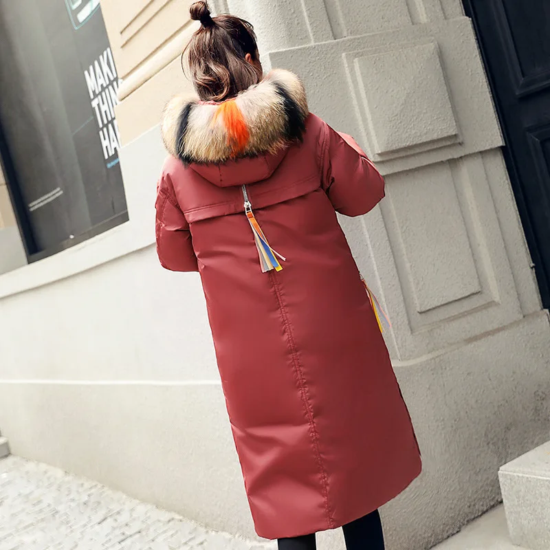 Новинка 2019 года женская зимняя куртка большой размеры Свободное пальто с длинным