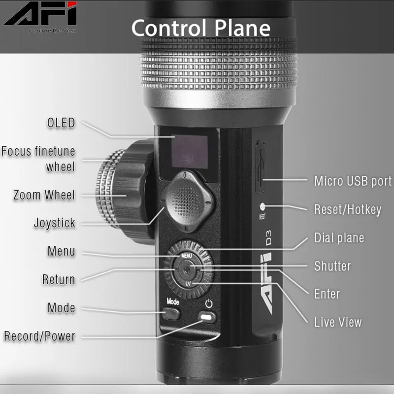 AFI D3 Стабилизатор камеры Gimbal Soporte ручные Gimbals 3 осевой видео устойчивый для DSLR Canon D5