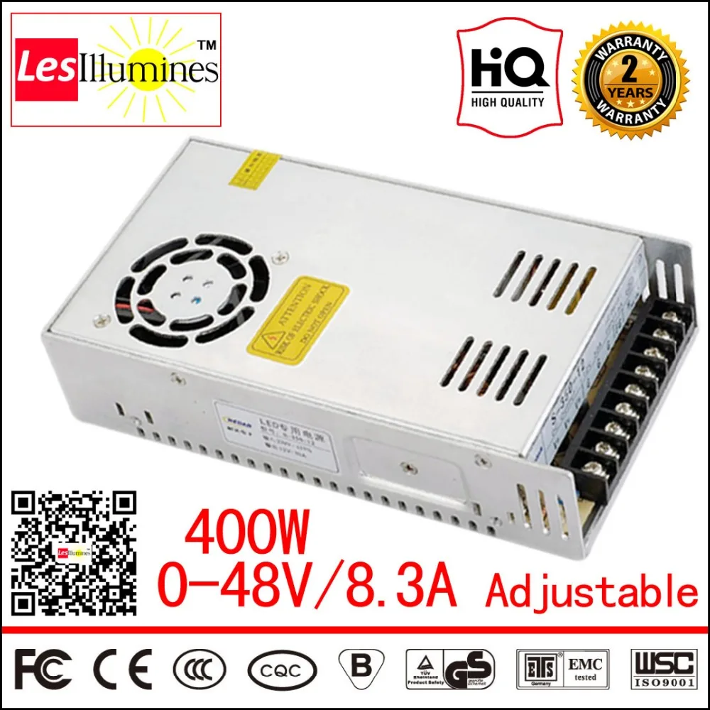 110 В 220 Преобразователь AC DC LED Трансформатор Регулируемый CE Выход 0-48 8.3A 400 Вт