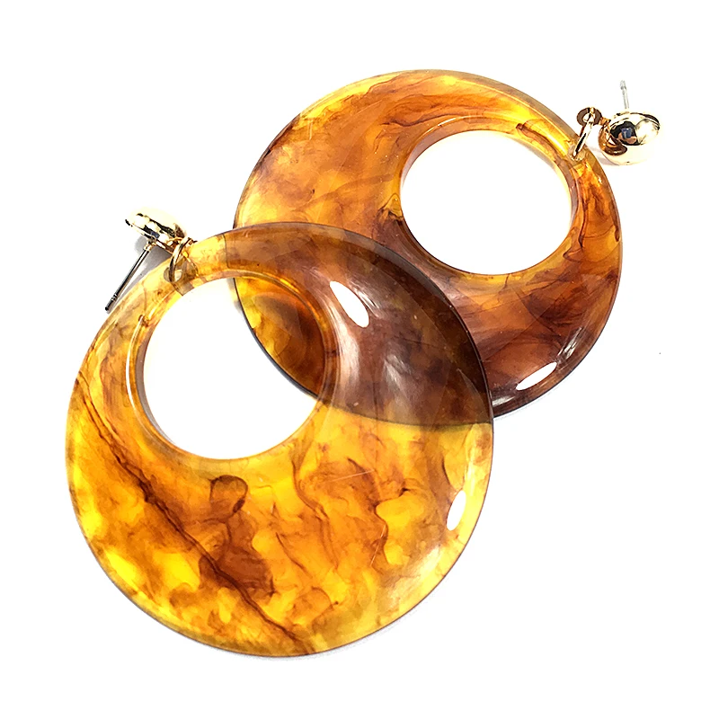 

new fashion vintage round hollow geomerty acrylic metal sphere dangle earrings for women tortoiseshell pendientes jewelry