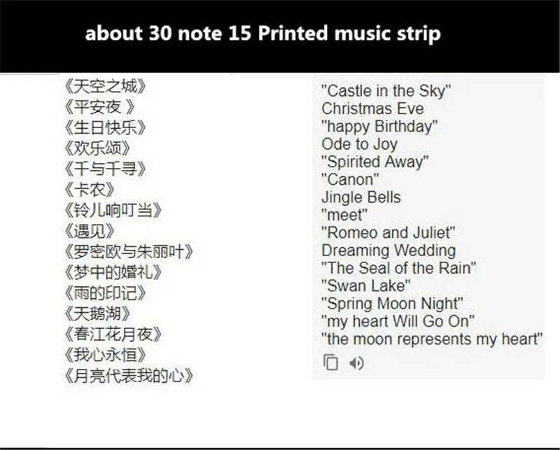 

30 Note Make Your Own Music Box Punched Paper Strip - 15 pcs Printed music strip