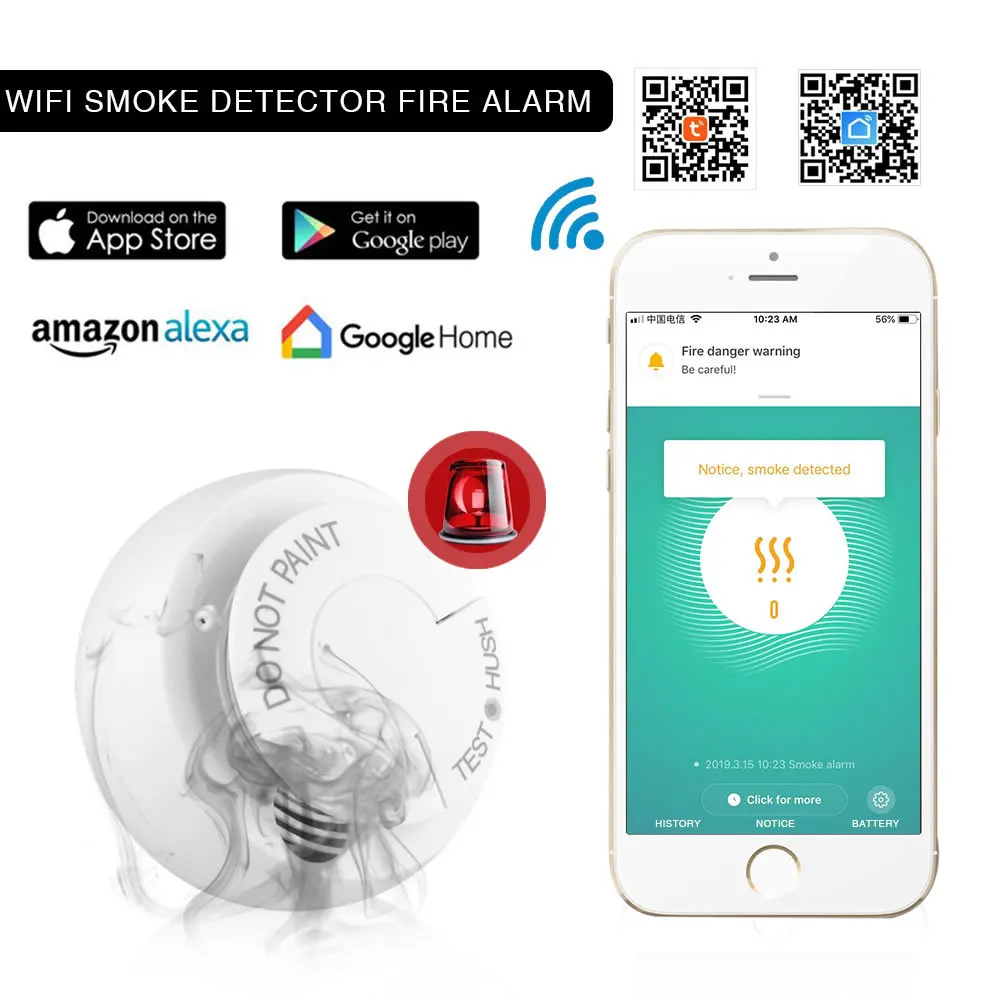 CK 57 WiFi детектор дыма дымовая сигнализация Tuya граффити приложение умный
