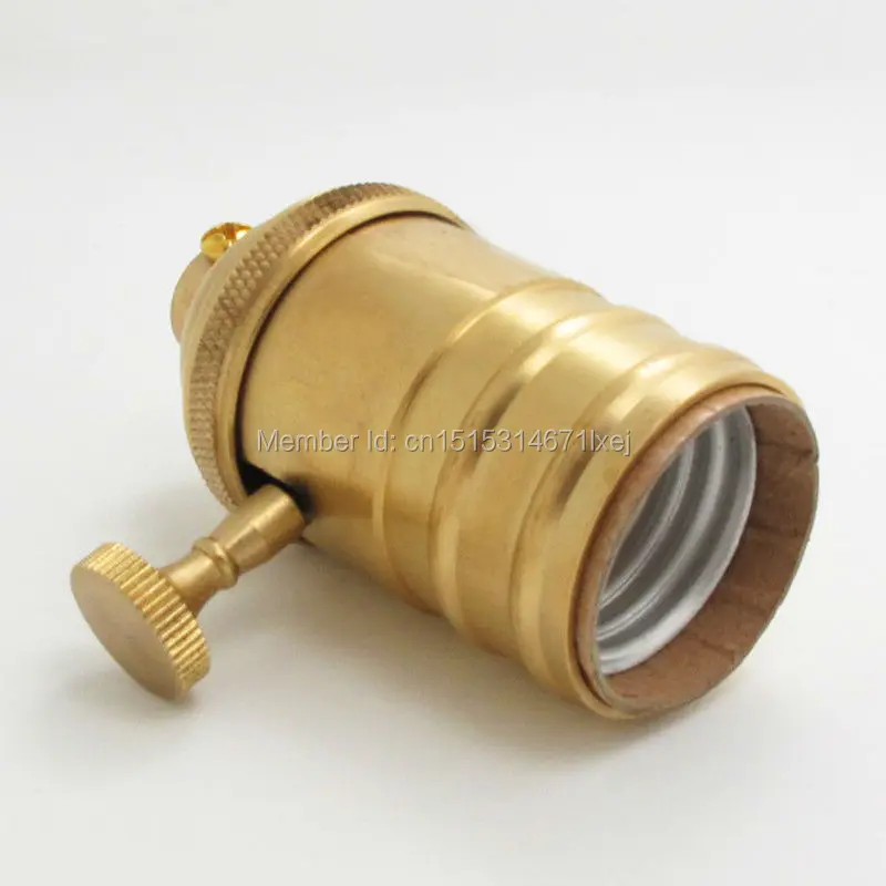 

Free shipping Loft Vintage Retro Edison socket Base E27 antique brass Lamp Base with switch