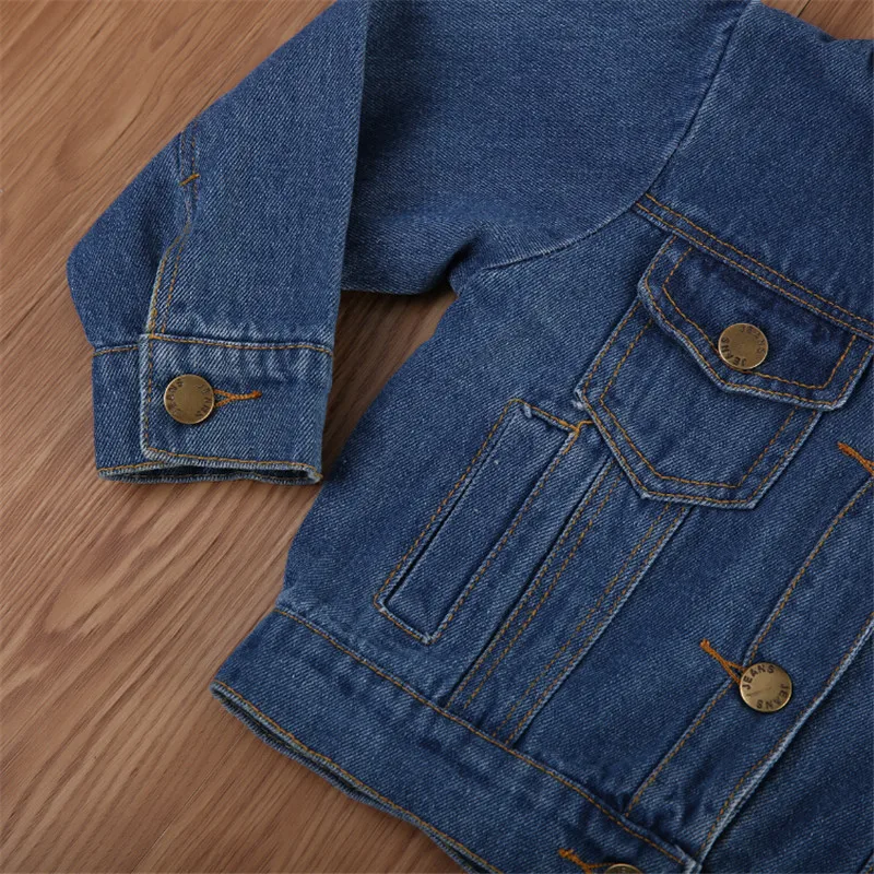 FOCUSNORM/Осенняя джинсовая куртка для девочек с длинными рукавами и карманами