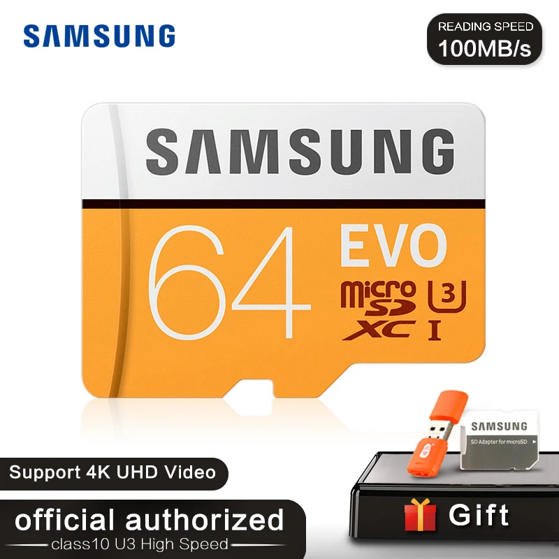 Samsung EVO Plus u3 microSDXC 64 Гб 128 карта памяти TF мобильный телефон камера sd