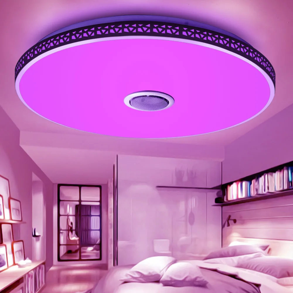 WEEVA Modern RGB Ceiling Light LED Lamp Panel Round Hall Surface Mount Flush Remote Control Living Room Bedroom Lighting Fixture | Лампы и