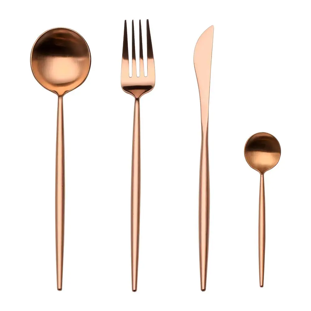 Rose Gold Черный золотой набор посуды 304 нержавеющая сталь Западный столовый набор для кухни столовая посуда вилка нож совок набор серебряных изделий - Цвет: Rose Gold