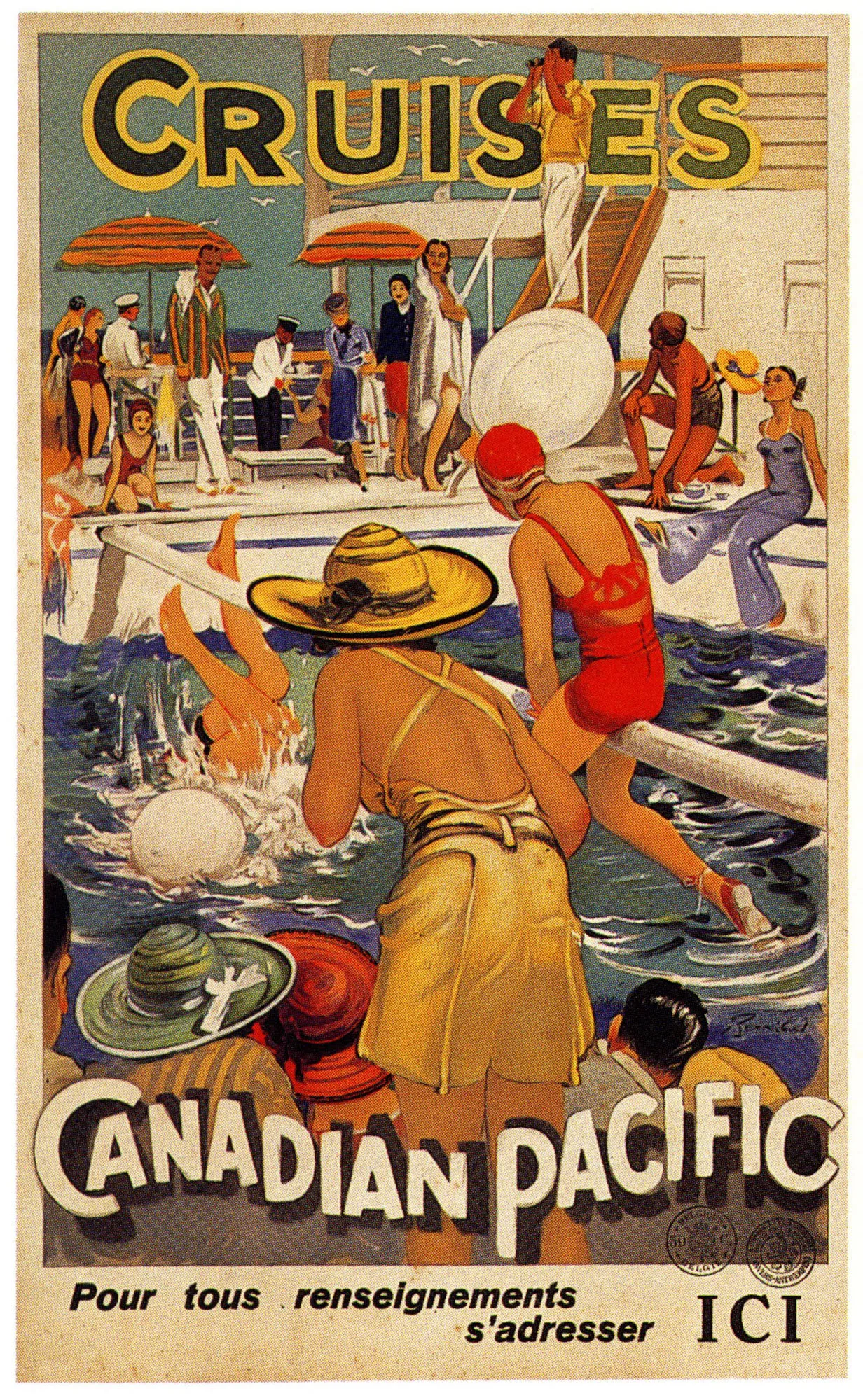 Винтажный рекламный плакат канадский Тихий океан в бассейне классические