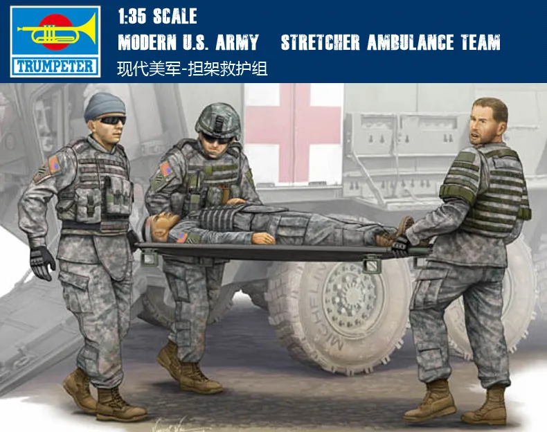 

00430 1:35 Us stretcher rescue team Assembly model