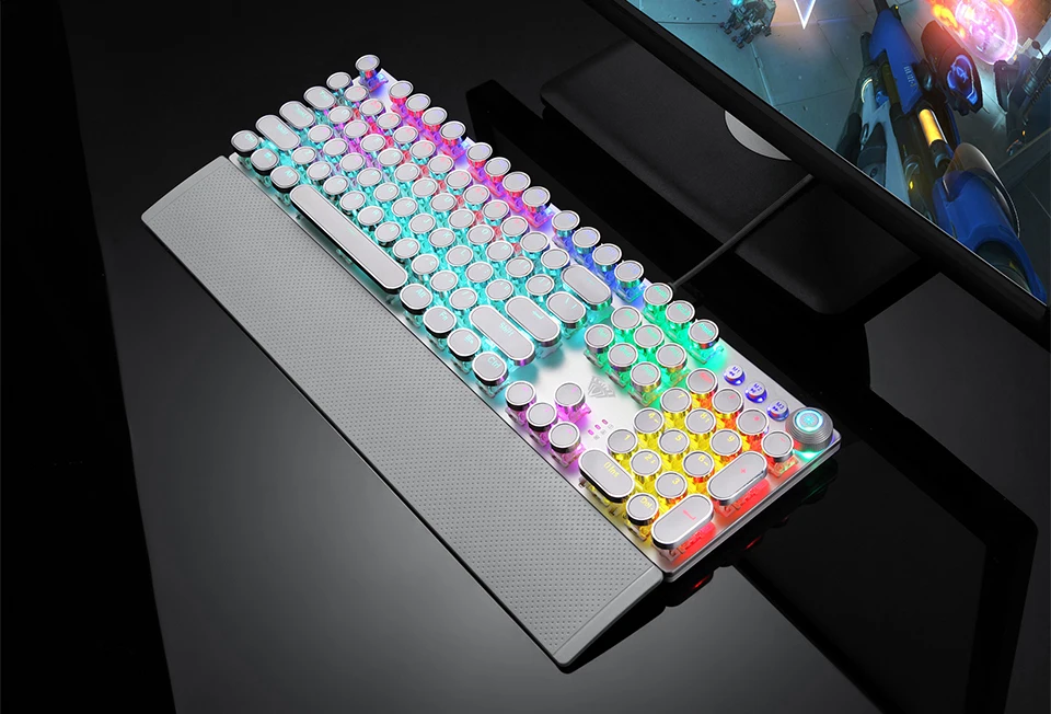 Игровая механическая клавиатура с RGB подсветкой, плакированная клавиша с подсветкой, анти-ореолы, макро-клавиши для настольного ноутбука+ поддержка запястья