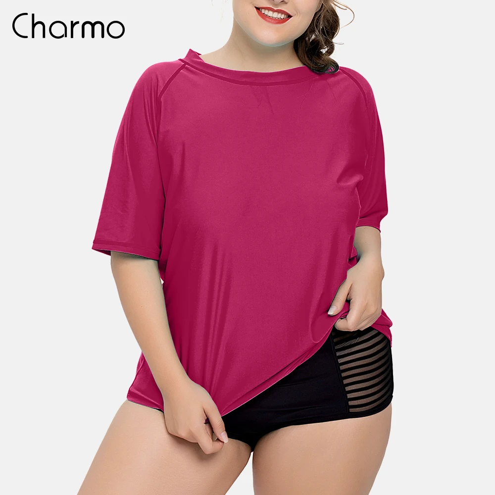 Купальник Charmo женский с коротким рукавом рубашка защитой от ультрафиолета UPF 50 +