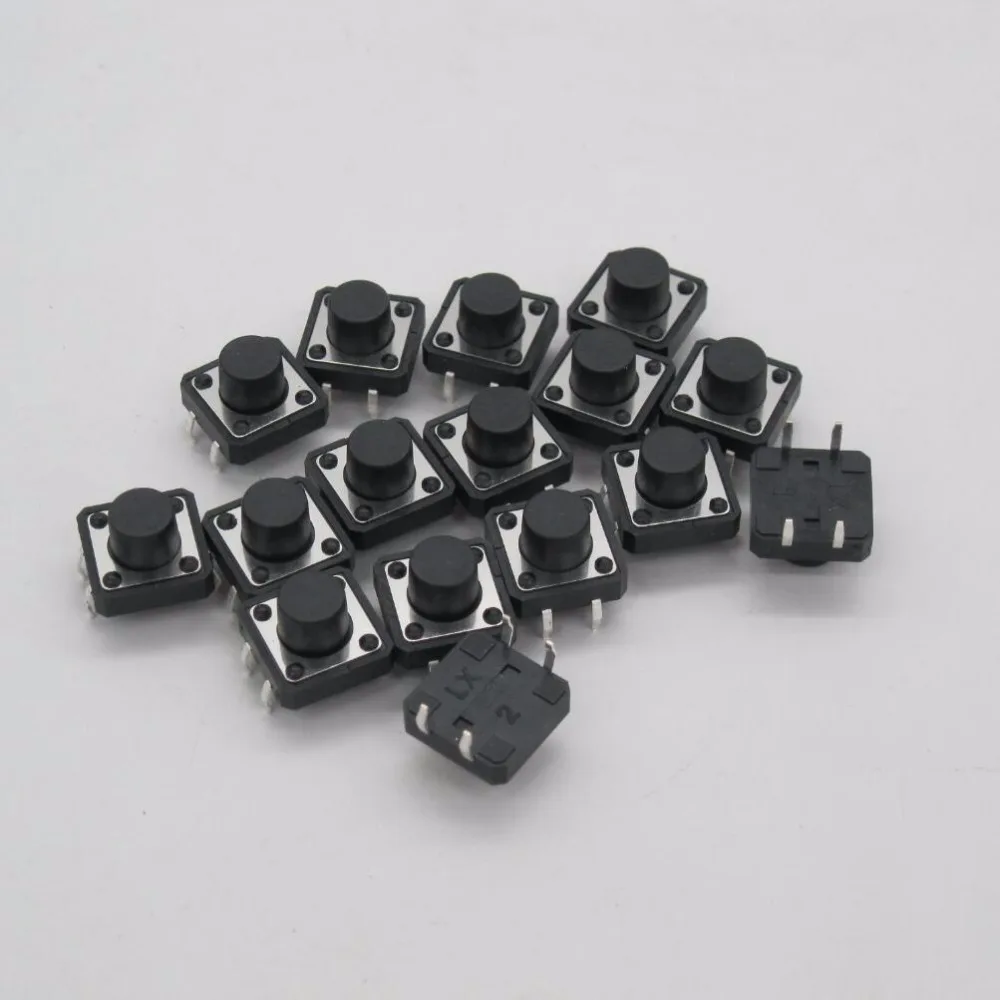 80 шт. 12x12mmx7mm печатной платы Мгновенный Тактильные Такт кнопочный переключатель 4 Булавки DIP 12*12*7 мм