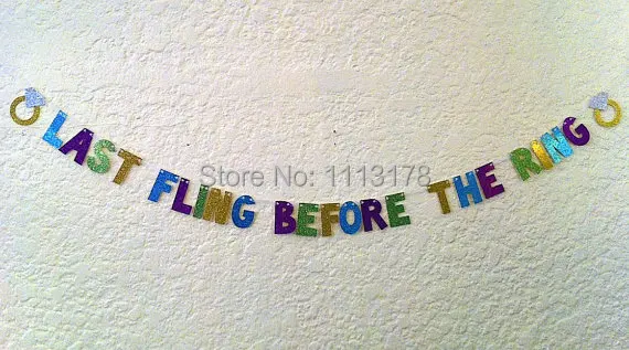 

cheap Last Fling Before The Ring Glitter Banner -- Bachelorette Party Decoration / Photo Prop garland