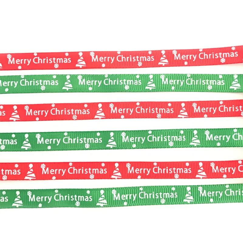10mmX22meters зеленая Красная рождественская елка Grosgrain лента декоративная Xtmas