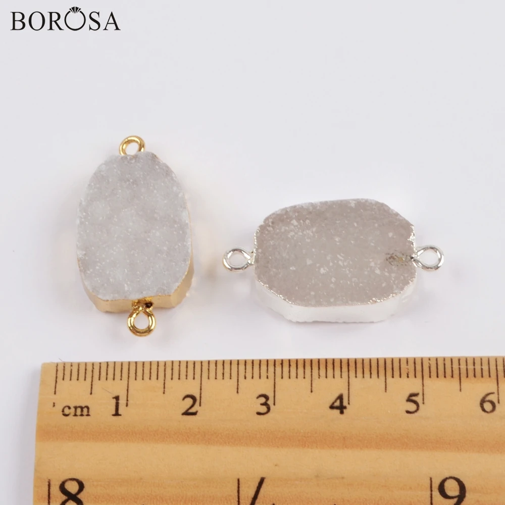 BOROSA Оптовая Продажа Натуральные Агаты Drusy двойные амулеты позолоченный Druzy