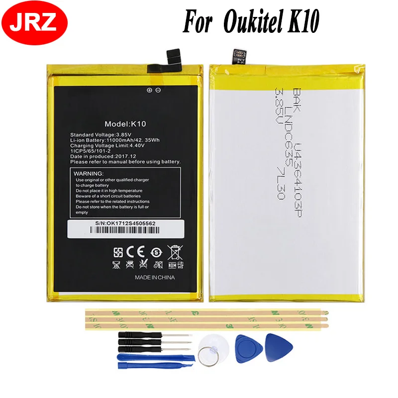 

Аккумулятор JRZ для телефона Oukitel K10, 11000 мАч, 3,85 В, высококачественные сменные батареи + Инструменты