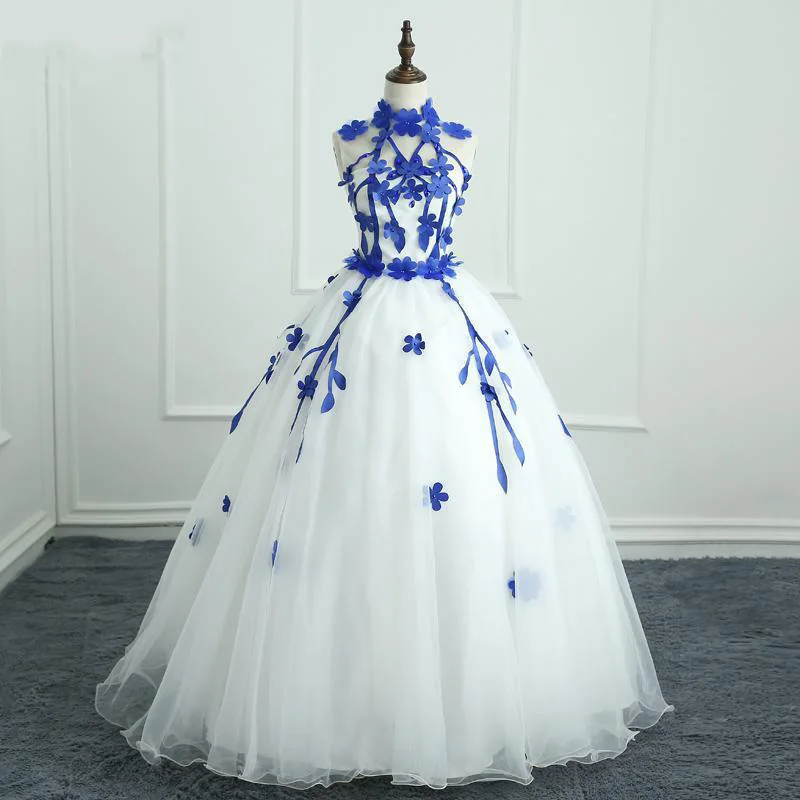 Trajes De Quinceaneras 2021 Новое платье без рукавов с высоким воротом Длинные бальные Платья