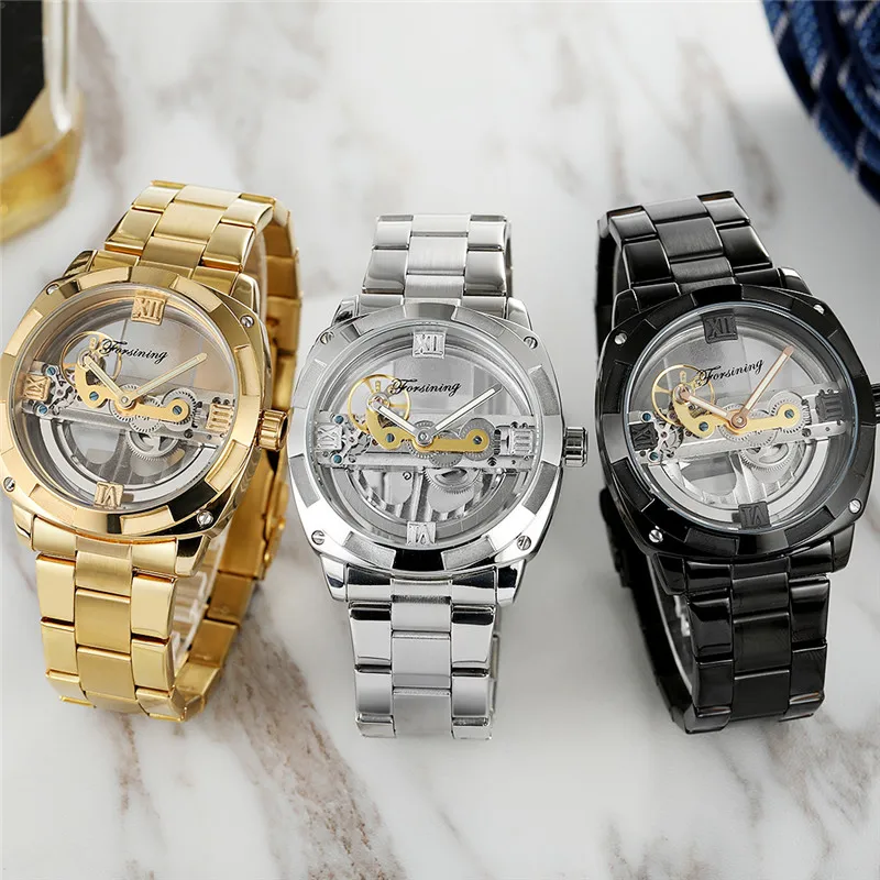 FORSINING мужские часы мост полые военные спортивные автоматические механические