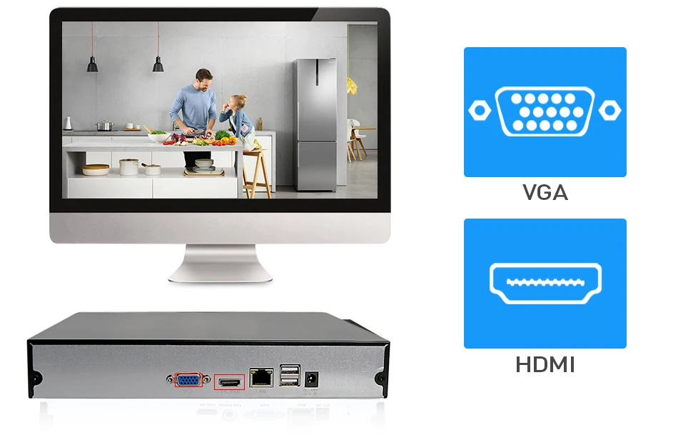 Hiseeu 8CH 16CH NVR для камеры безопасности, комплект системы видеонаблюдения, сетевой видеорегистратор, VGA, HDMI, выход, ONVIF 2,0, для 1080 P, IP камера P2P