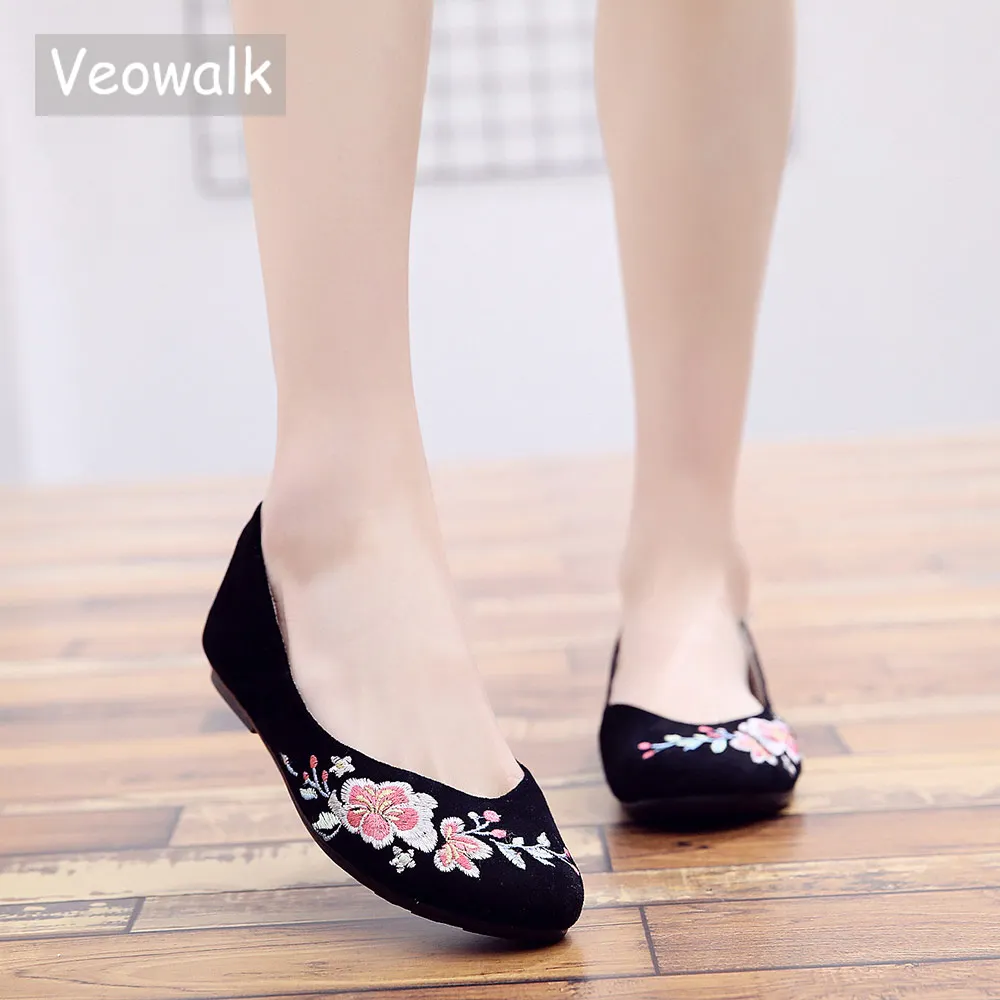 Женские холщовые балетки Veowalk с мягкой складной подошвой Элегантные