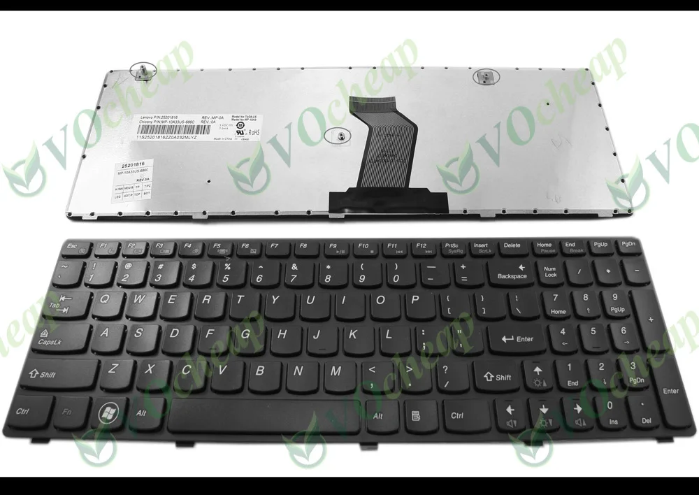 

Клавиатура для ноутбука Lenovo G580, G580A, G585, G585A, N580, N585, N586, черная рамка, американская версия-25-201816
