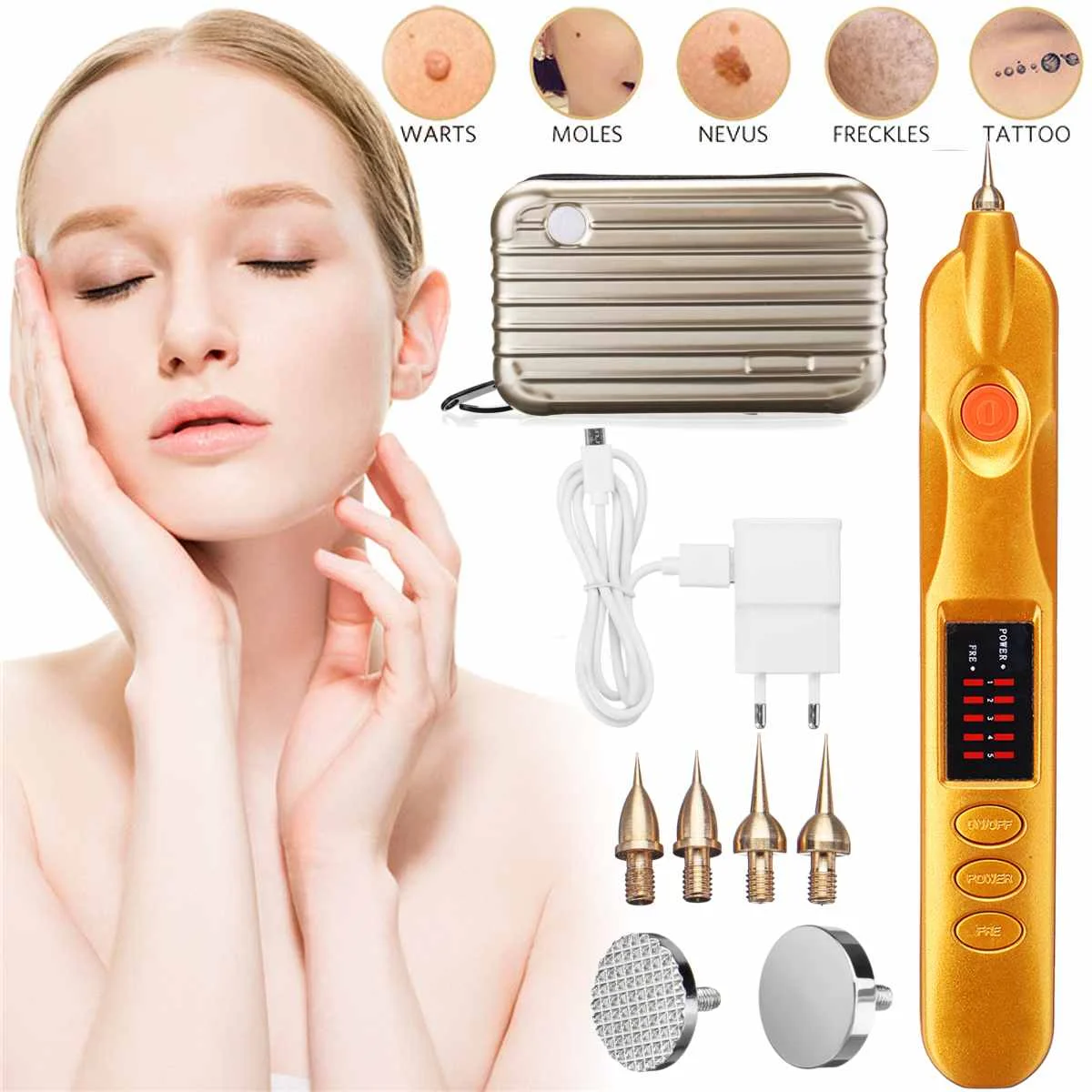 4 цвета лазерной плазмы ручка лицевой кожи тела темно пятновыводитель моль