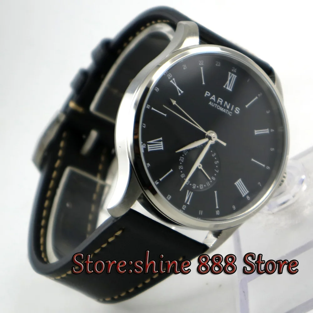 Мужские часы с черным циферблатом Parnis 42 мм датой 24 часа ST 1690|watch men|watch men watchwatch watch |