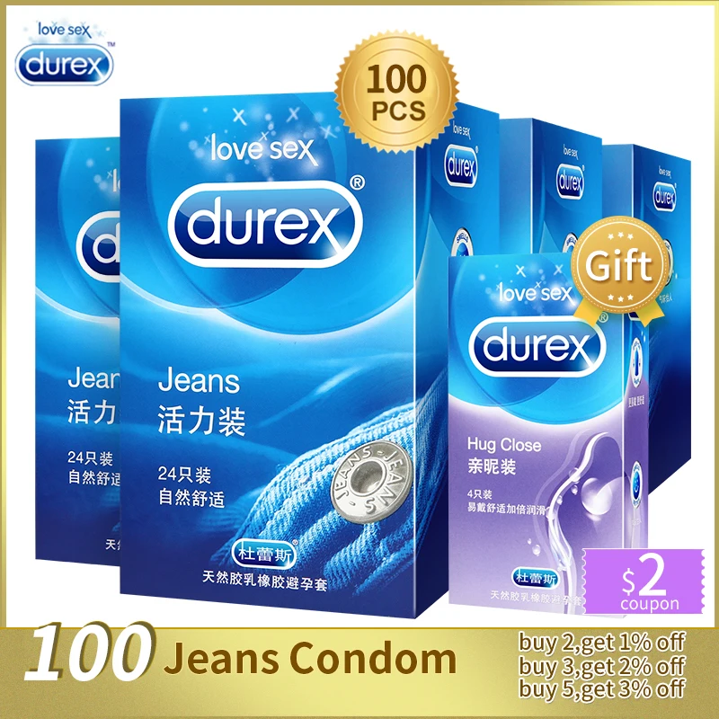 Durex 100 шт. презервативы гладкой смазкой презерватив для Для мужчин пенис