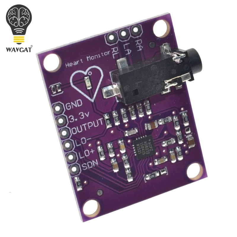 WAVGAT AD8232 Physiological Measurement Heart Pulse ECG Bio Monitor Sensor Module Board Hot Sale | Электронные компоненты и