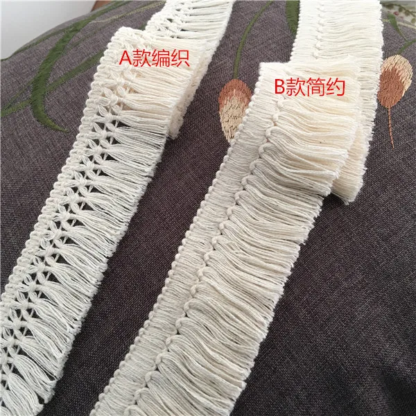 

6Yards 4cm-4.5cm Width Beautiful Cotton Fringe Lace Beige Tassel Lace Trim Tassel Curtain Lace Sewing Craft Material Z1223