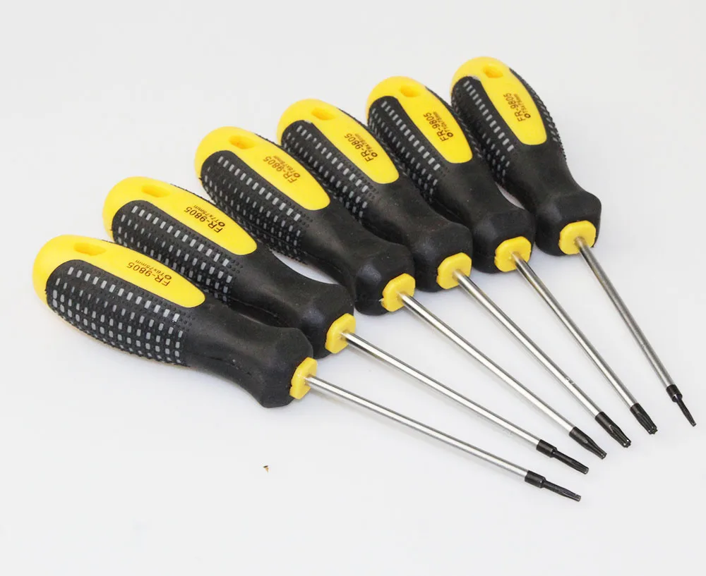 6Pcs T5-T10 CR-V отвертка Torx с отверстием для безопасности, набор отверток с магнитным T5-T30, Набор отверток для ремонта телефона, набор ручных инструментов - Цвет: 6Pcs T5-T10