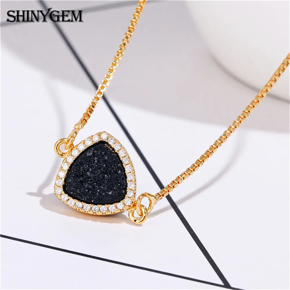 Ожерелья с кристаллами ShinyGem Inverted маленький изящный кулон из чистого золота