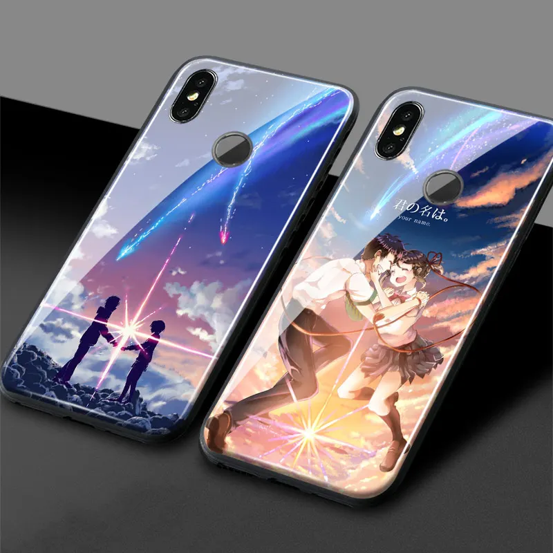 Ваше имя аниме закаленное стекло Мягкий силиконовый чехол для телефона Xiaomi mi 8 9 SE